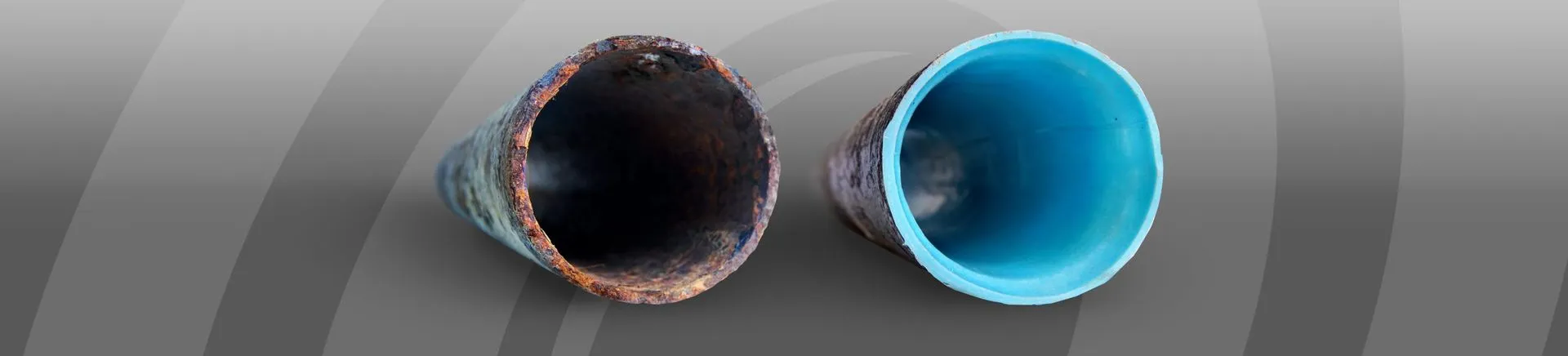 Sewer drain pipes before and after relining
